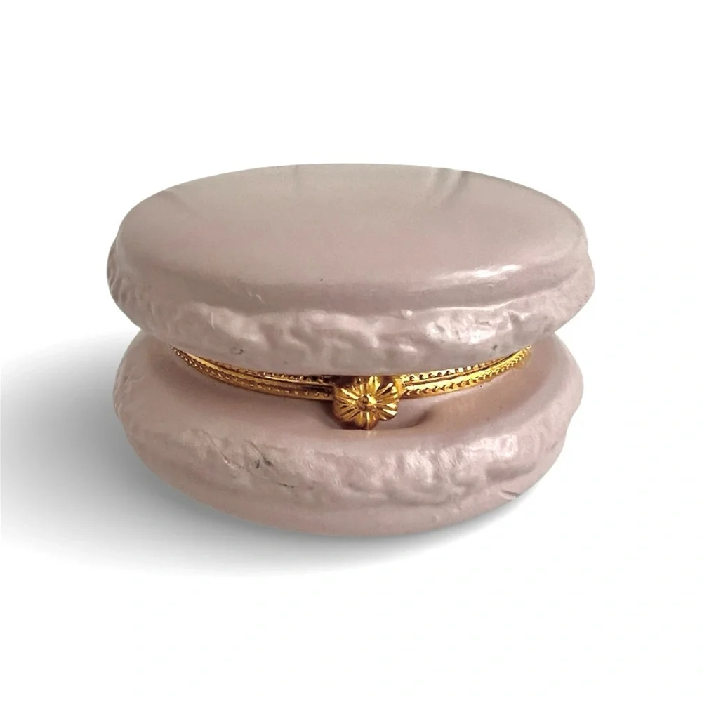 Two's Company Macaron Trinket Boxes Limoges Style lilac 2.25 Inch Ceramic